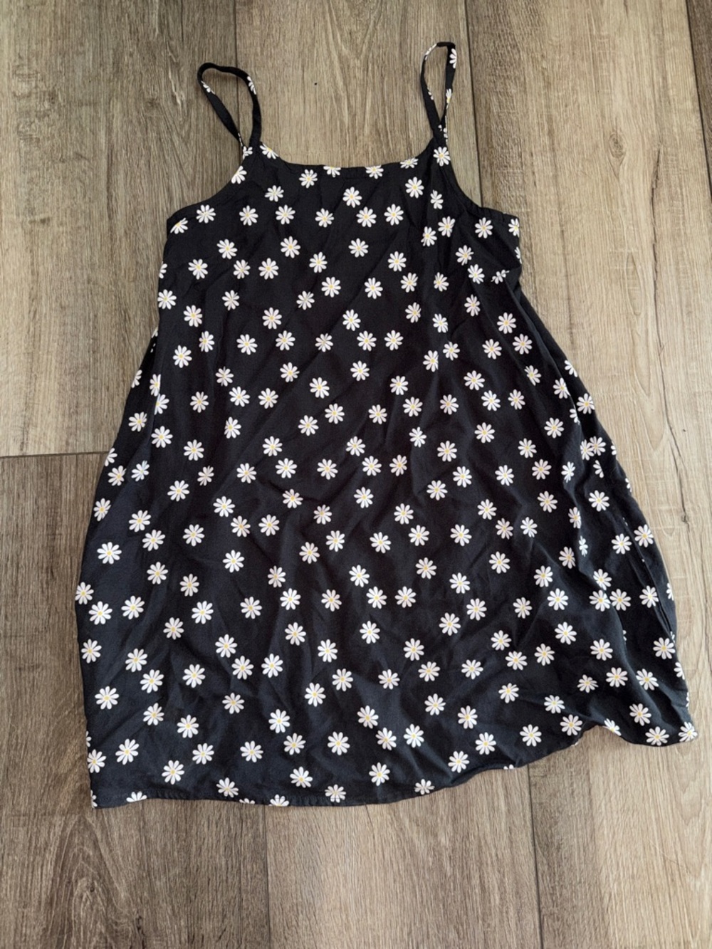 Cat & Jack Black Daisy Print Spaghetti-Strap Dress